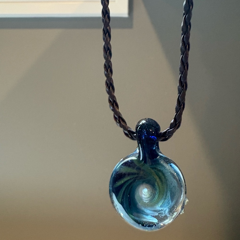 Blue and Green Swirl Glass Pendant - Picture 2 of 4